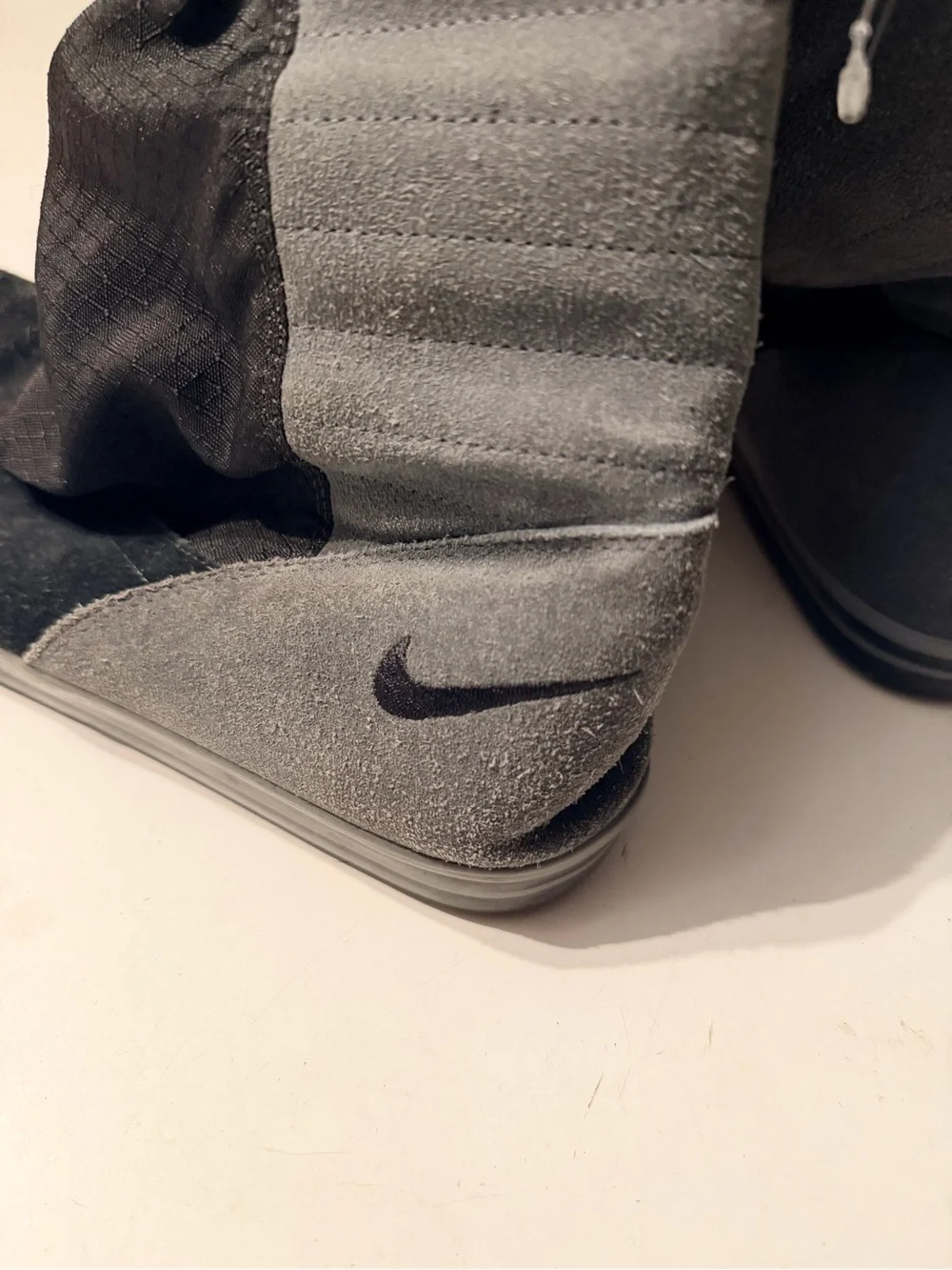 Nike Women’s 8 Facile Sherpa Lined Boots Black Gray Suede Mid Calf Winter